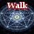 Blue circular pattern with white dots and lines on black background, overlaid with red text reading "Walk With ME IN HELL".