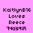 Pixelated text on pink background: 'KaitlynB16 Loves Reece Mastin' with pink heart accents on 'Mastin' in two identical frames.