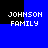 Four identical pixelated text blocks reading "JOHNSON FAMILY" arranged in a on alternating black and blue backgrounds