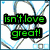 six pixelated icons with text and symbols including 'isn't love great!', a crying eye, hearts, and 'I Love You' phrases