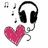 Pixelated icon with headphones, musical notes, and a heart on white background; text reads 'I got a degree in music-ification.'