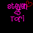 Pixelated pink text 'stgyn' and 'Tcm' on black background with red heart symbol above 'stgyn', visible in two states.