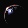 Four of a globe animation showing Earth's rotation with light transitioning from dark to bright across continents