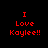 Red pixelated text "I Love Kaylee!!" on a black background with four circular light effects in different positions.