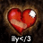 A pixelated red heart with a white highlight on the right side, set against a dark brown gradient background, with partially visible text below.