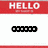 Red banner with 'HELLO' text above black rectangular shapes on white background, transitioning to a gray area with additional text.