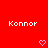 Red background with two white 'Konnor' text labels and pink pixelated hearts below each label.