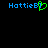 Pixelated blue text "HottieB1" with a green heart symbol replacing the "B1" on the left side of the image, and identical text on the right side against a black background.