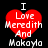 Red heart-shaped icon with white text "I Love Meredith And Makayla" on black background, displayed in four identical