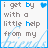 A 4-frame animated contact sheet showing a pixelated text-based icon with blue and gray lettering, heart symbols, and motion trails on a white background.