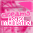 A pink-toned animated icon featuring repeated text overlays and shifting triangular shapes in a