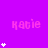 A static image with a bright purple background displays the name 'katie' in pink text and white star symbols arranged vertically.