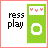 A 3x2 contact sheet of five animated frames showing a green music player icon with red hearts and changing text on the left side, displayed against a white background with gray transparency in the bottom-right corner.