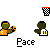 Pixel art animation of two basketball players in orange and white jerseys with 'S' logos, performing actions under basketball hoops with checkered backboards.