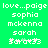 Green background with white pixelated text reading 'love...paige sophia mckenna sarah' and a pixelated symbol, with a small green pixel change in the symbol.