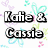 Pixelated text reads "Katie & Cassie" and "Lil's Tikes Lil's Buddies" over heart-patterned background with rainbow stripes below.