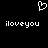 Pixelated white heart symbol above two identical lines of lowercase text reading 'iloveyou' on a black background.