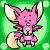 A 3x3 contact sheet of an animated pink faerie petpet with large ears and a tail, displayed against a green dotted background in pixel art style.