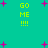 Green background with yellow text 'GO ME !!!!' repeated in four locations, surrounded by pink star shapes.