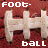 Pixelated football-themed icon with 'FOOT-' and 'ball' text, showing color variations between two states on a red background.