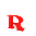 Red letter R transforms through pixelated states with gray shadow effects
