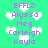 Pixelated text lists names over a green background with white hearts, animated with shifting heart positions.