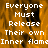 Pixelated text reads 'Everyone Must Release Their own Inner flame' over a blurred orange and black background with a gray rectangle on the right.