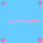 Pixelated blue background with pink text and star shapes, displaying "Summer!!!" in multiple locations.