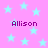 Pink background with light blue stars and four instances of the name 'Allison' in purple pixelated text.