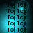 four showing repeated 'TojiToji' text in black pixelated font over a blue gradient background with a glowing effect