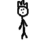 Black-and-white stick figure with crown, smiling face, and text 'JOSH' below; two variations show different head shapes and body poses.