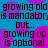 Static digital image with repeating text over a blue background with purple and pink shapes.