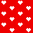 Red background with white pixelated hearts arranged in a pattern; some hearts are partially obscured by faint red text