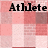 A static image with a pink and white checkered background displaying the word "Athlete" in black text at three positions.