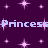 A static contact sheet of a pixel art animation featuring the word 'Princess' repeated across multiple frames with pink starbursts on a dark purple background, partially cropped by a gray transparency overlay.
