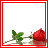 A 48x48 pixel animated contact sheet showing three frames of a red rose icon with text changes across frames, set against a white background with red borders.