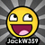 Yellow pixelated smiley face with wide eyes and open mouth, displayed on a gray chevron background with black text overlays.