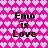 A static image with a bright pink background covered in repeating light pink heart shapes, featuring four identical text blocks reading "Emo is Love" in bold black letters.