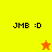 Four display 'JMB :D' text with star symbols; top-left and bottom-right have yellow backgrounds, top-right and bottom-left have orange backgrounds