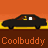 Pixel art contact sheet showing two frames of a black sedan animation with orange background and yellow road, featuring repeated "Coolbuddy" text at bottom.