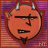 identical pixel art icons featuring an orange devil-like face with horns, mustache, and goatee against a striped background with 'www.iconhell.com' text