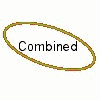 cartoon character icons with multiple poses and expressions, each labeled 'Combined' in brown oval outlines