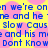 Pixelated blue text on yellow background with pink circular shapes, repeating phrases like 'we're on' and 'slow Caus'.