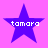 Four blue stars on a pink background with the text 'tamara' in white pixelated font across each star.