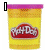 Six Play-Doh container icons arranged in two , each with distinct lid colors and text placements
