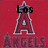 Red background with large stylized 'A' logo and 'ANGELS' text, partially obscured by black text overlays reading 'Los', 'Angeles', and 'Angels'.