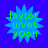 Four identical blue starburst-shaped icons with green text reading "tAYLoR LuVeS yOoH" on a solid blue background.