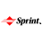 Red diamond-shaped icon with pink gradient tail next to black-and-white pixelated text reading 'Sprint.' on white background.