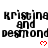 Pixelated text displays 'kristina and desmond' with red heart symbols, arranged in a pattern with partial cropping visible