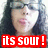 Pixelated image of a person with dark hair holding a white object near their face, overlaid by red banner with text 'its sour!' in white letters.